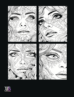 Mosaic Moods: Geometric Portraits Coloring Book
